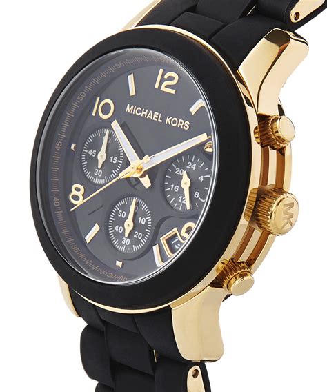 black and white michael kors watch|michael kors black silicone watch.